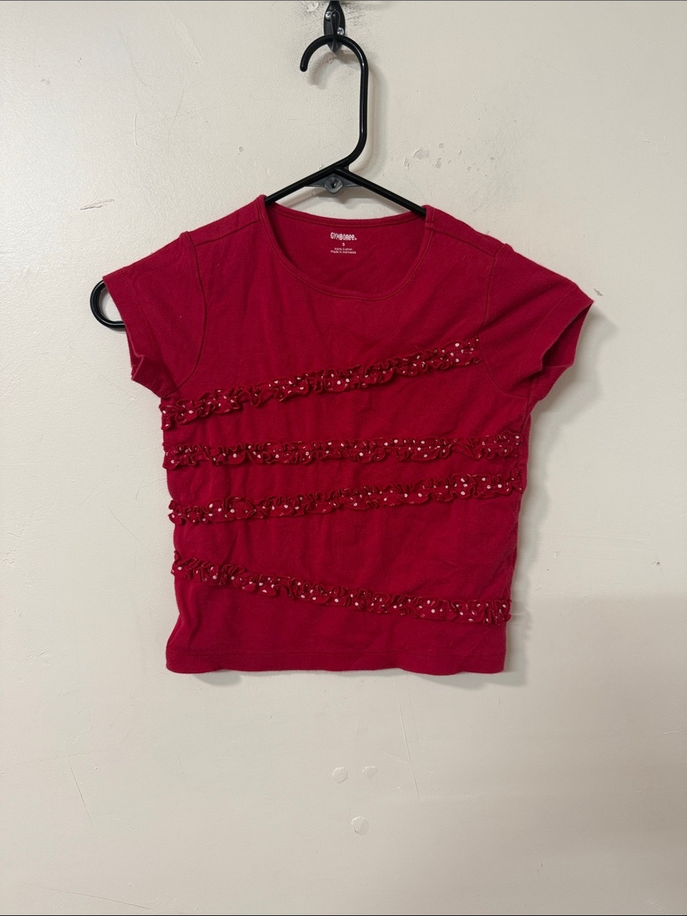 Gymboree Bright Red Short Sleeve Sequin Ruffle Tee